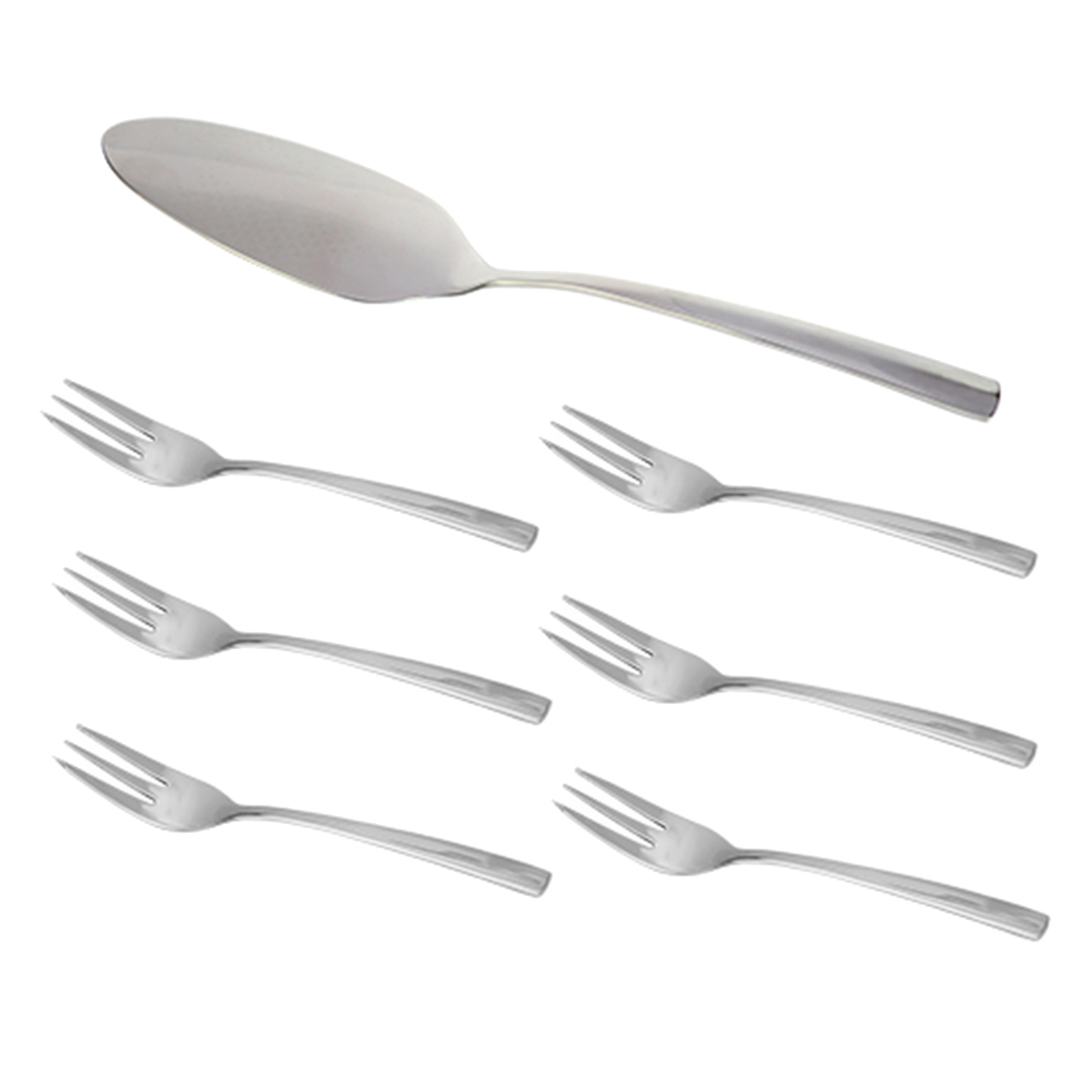 Imagem ilustrativa para Jogo de 7 peças para sobremesa em aço inox com caixa Black Lux