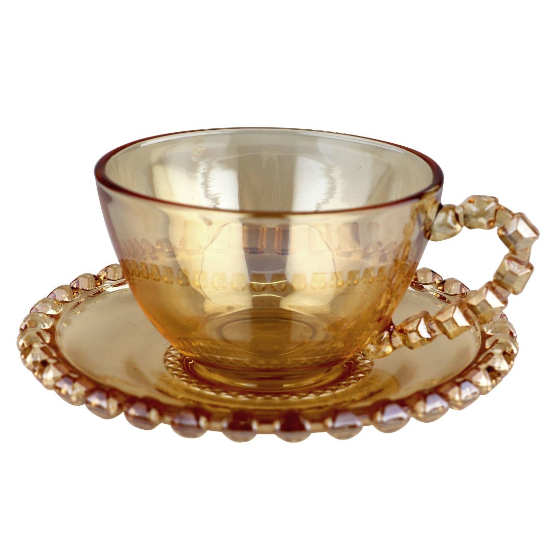 Imagem ilustrativa para Jogo de 8 peças para chá em cristal 200ml cor âmbar luster