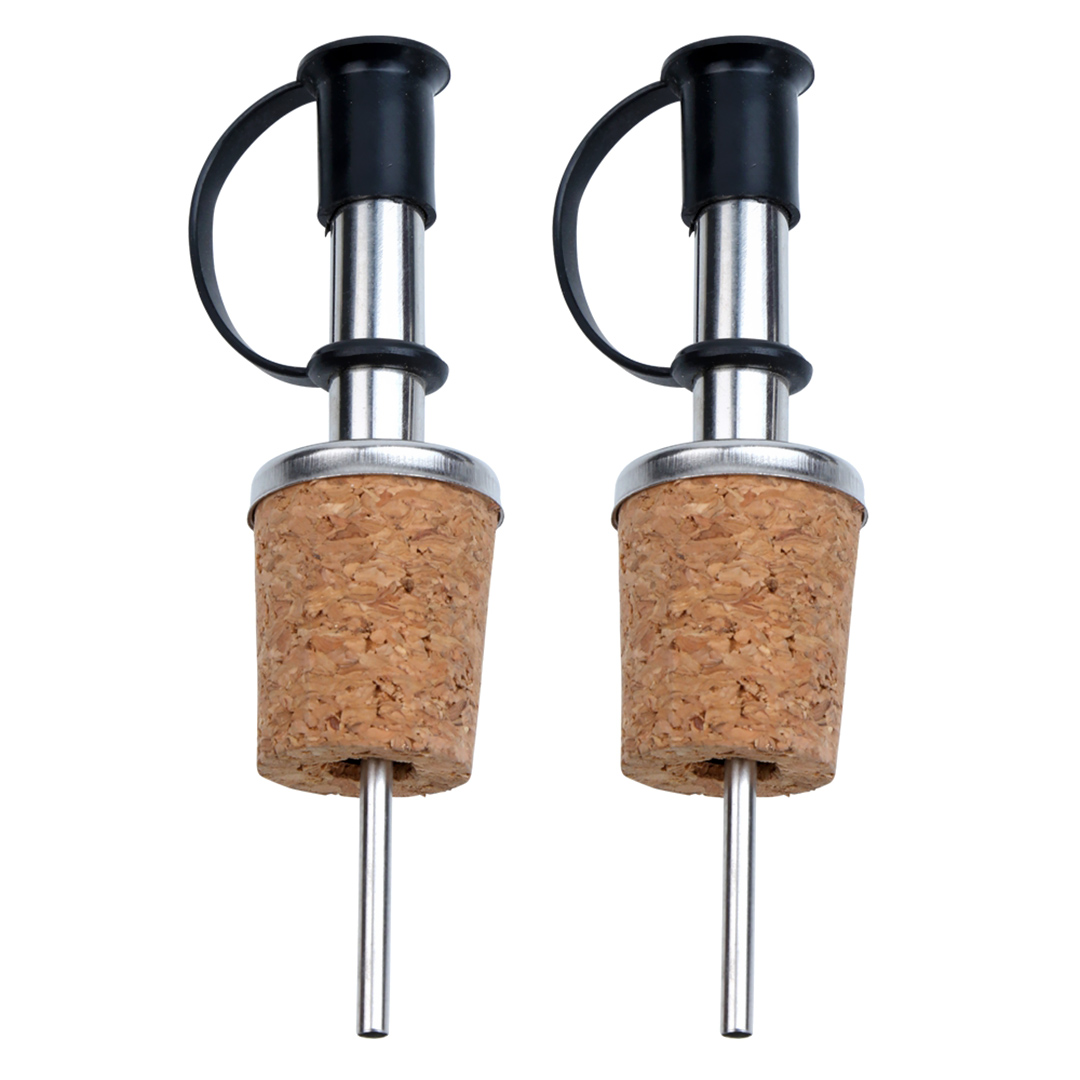 Imagem ilustrativa para Jogo de bico dosador para azeite com 2 peças em aço inox e cortiça Ø2,6xA9,6cm