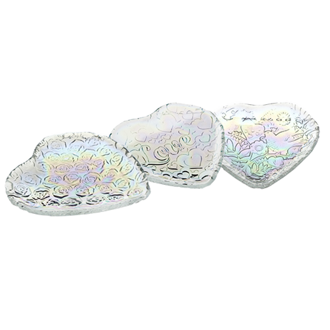 Imagem ilustrativa para Jogo de centro de mesa coração 3 peças em vidro L17xP17xA3,5cm cor furta cor