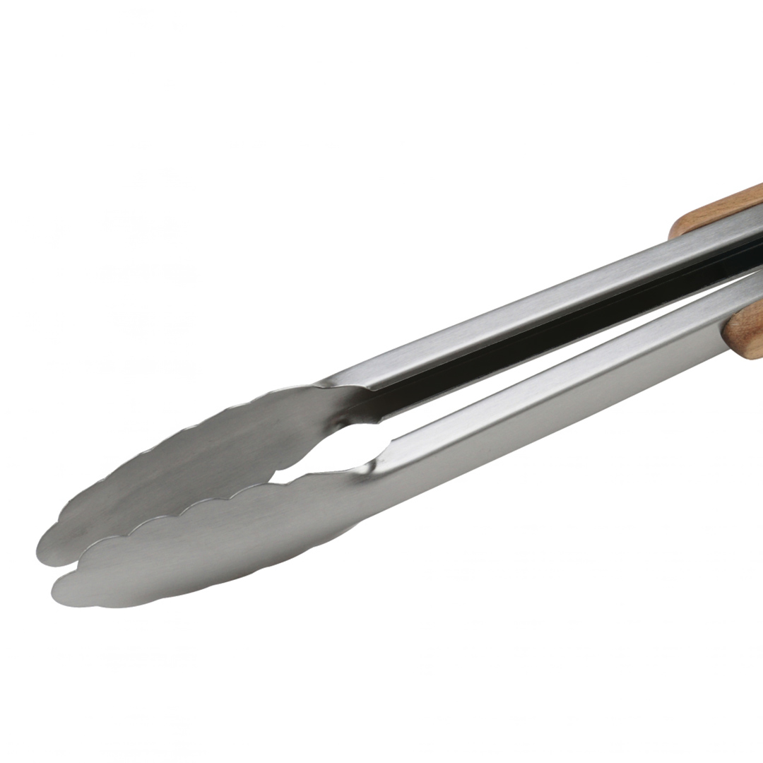 Fotografia para o produto Jogo de churrasco 3 peças (garfo, pegador e faca) em aço inox com cabo em madeira acacia