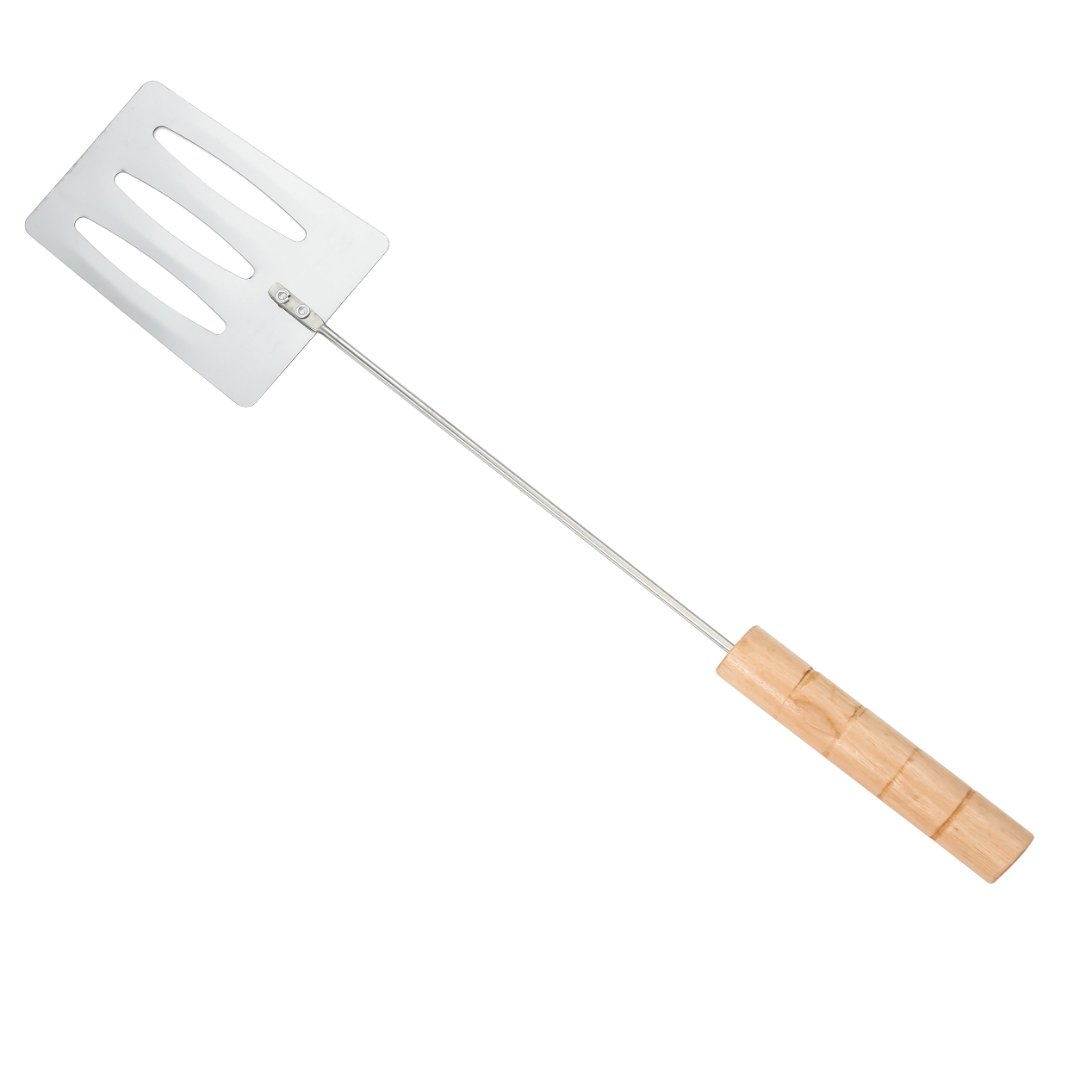 Fotografia para o produto Jogo para churrasco 3 peças (espátula, garfo, pegador) em aço inox com cabo em madeira