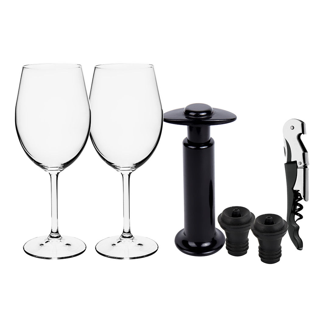 Imagem ilustrativa para Kit para vinho Bohemia Authentic Collection 6 peças L31xP31xA13cm cor preta