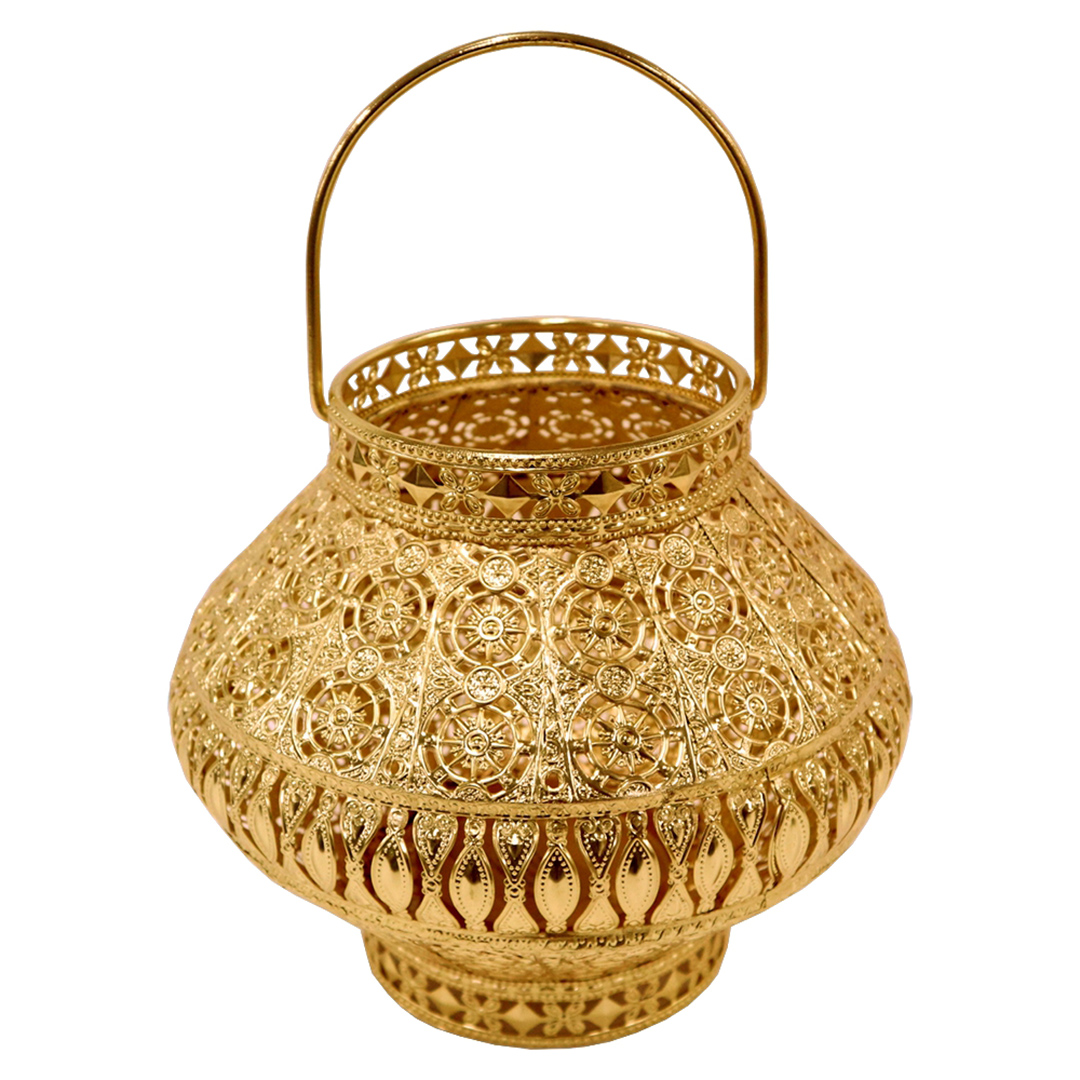 Imagem ilustrativa para Lanterna decorativa em ferro Ø18,5xA16,5cm cor dourada