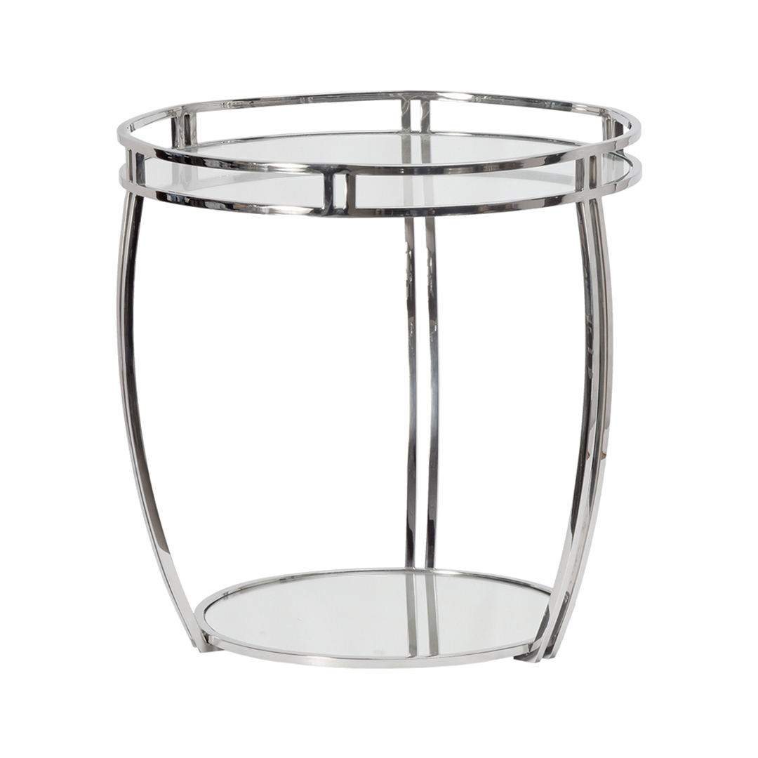 Imagem ilustrativa para Mesa de centro redonda em aço niquelado e vidro com espelho Ø42xA43cm