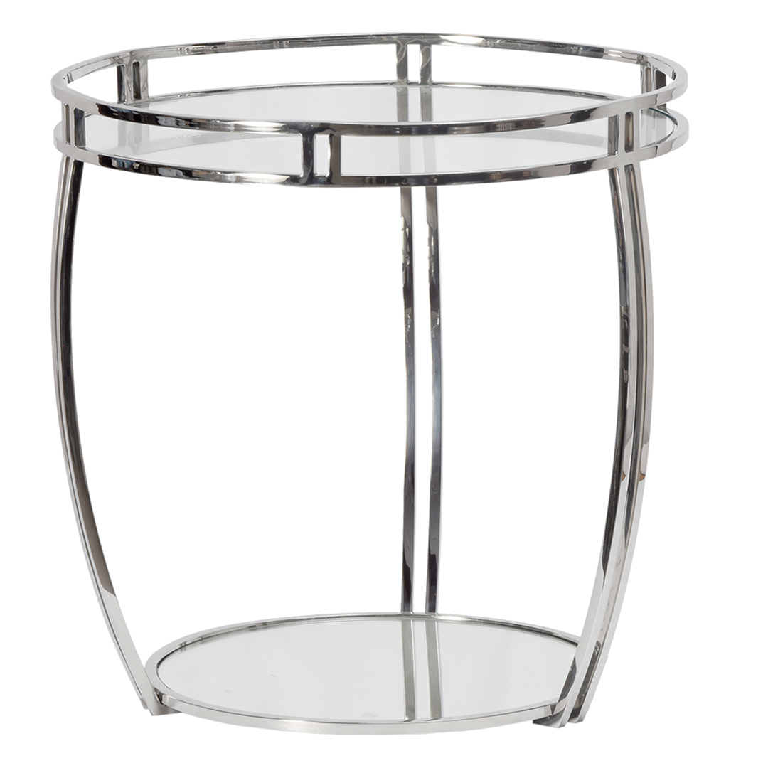 Imagem ilustrativa para Mesa de centro redonda em aço niquelado e vidro com espelho Ø50xA50cm