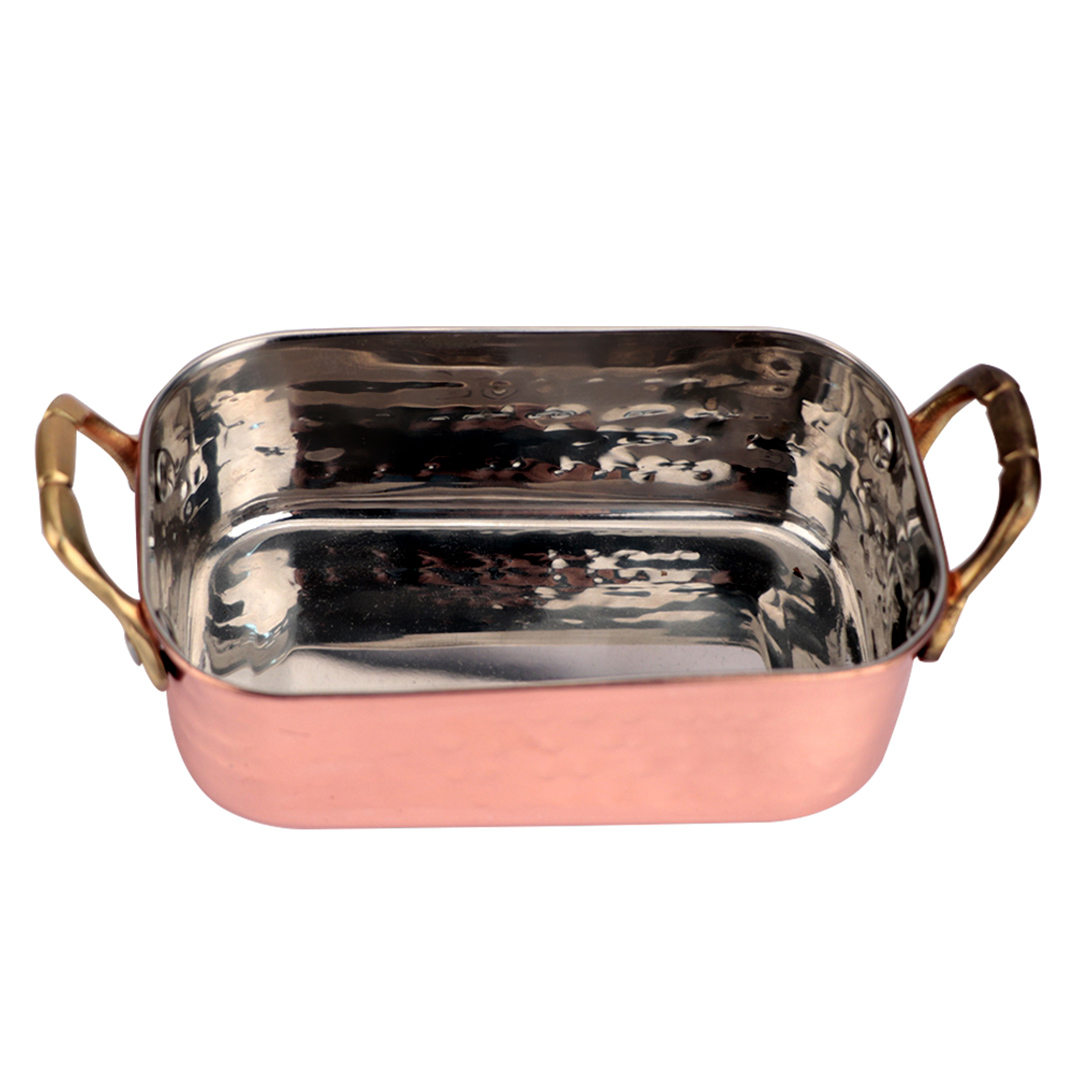 Imagem ilustrativa para Mini bowl martelado em aço inox com alça 480ml L14xP9,5xA4,5cm cor cobre