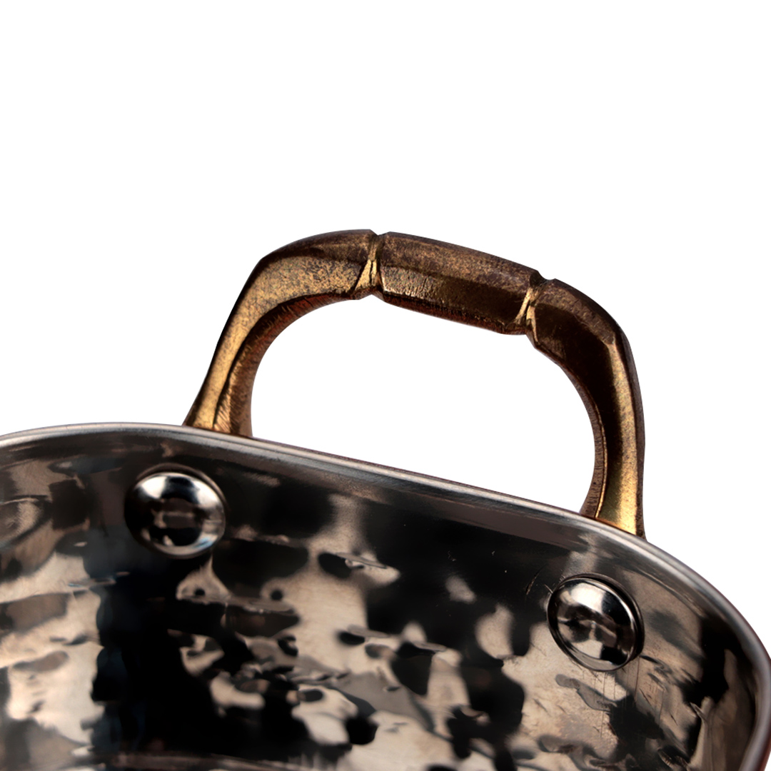 Fotografia para o produto Mini Bowl martelado com alça em aço inox L14xP9,5xA4,5cm