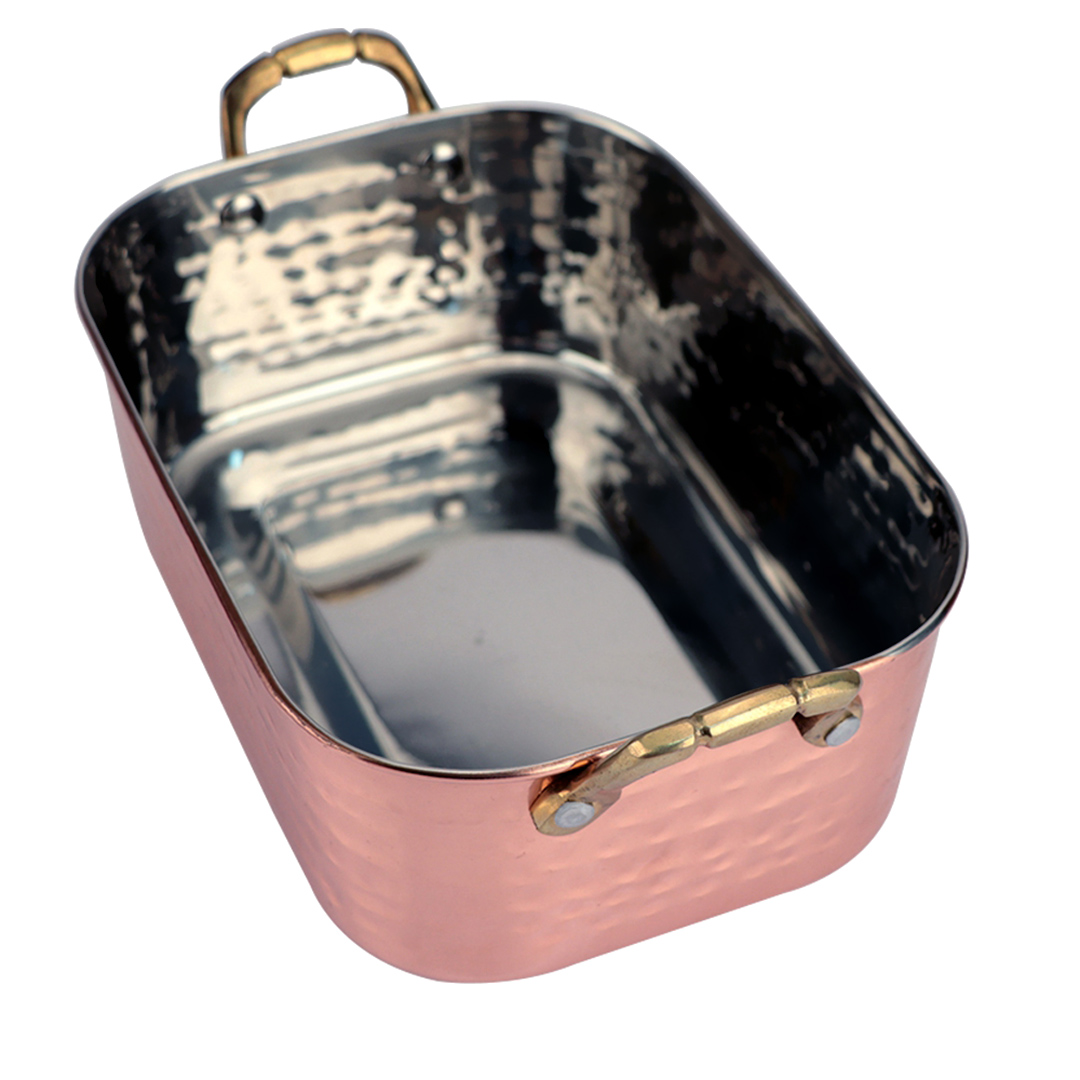 Imagem ilustrativa para Mini bowl martelado em aço inox com alça 1,2L L18xP13xA6cm cor cobre