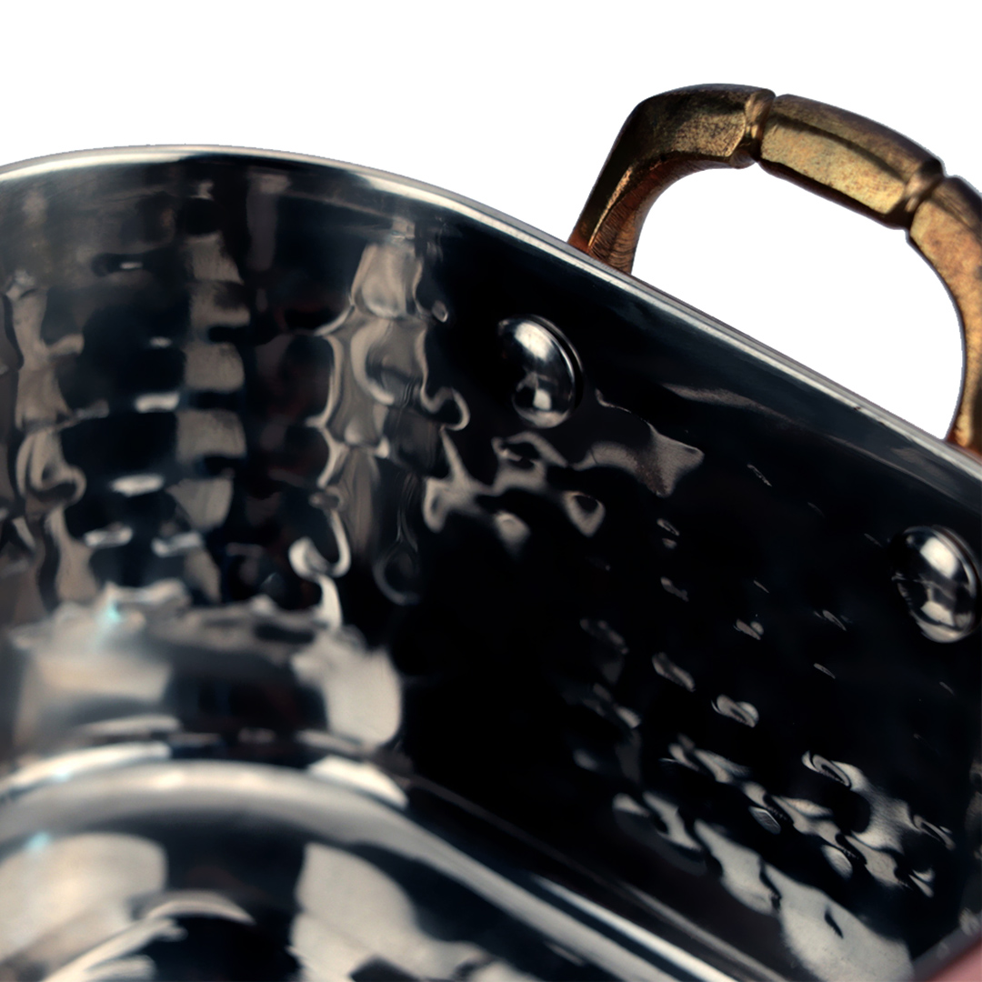 Fotografia para o produto Mini Bowl martelado com alça em aço inox L18xP13xA6cm