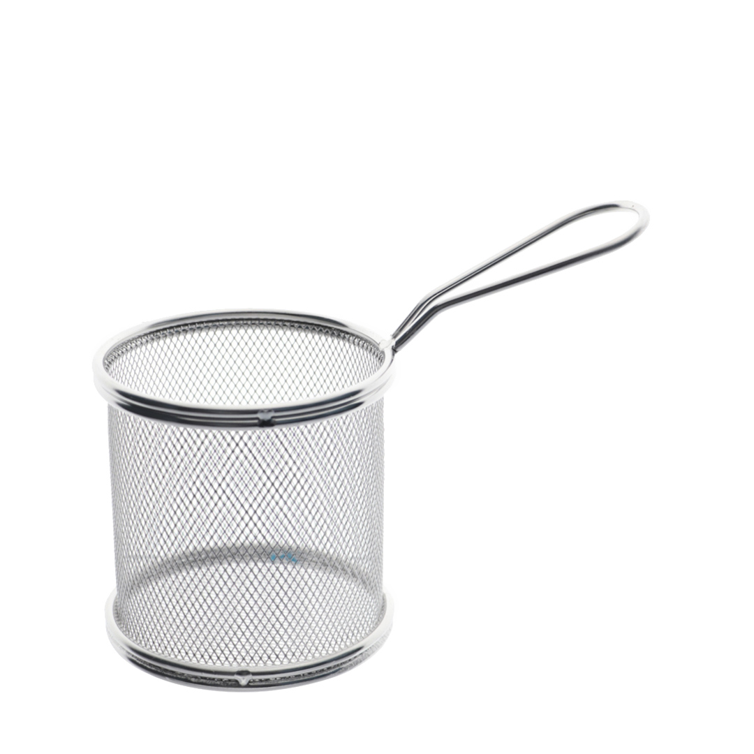 Imagem ilustrativa para Mini cesta redonda para alimentos em aço inox Ø8,5xA9cm cor prata