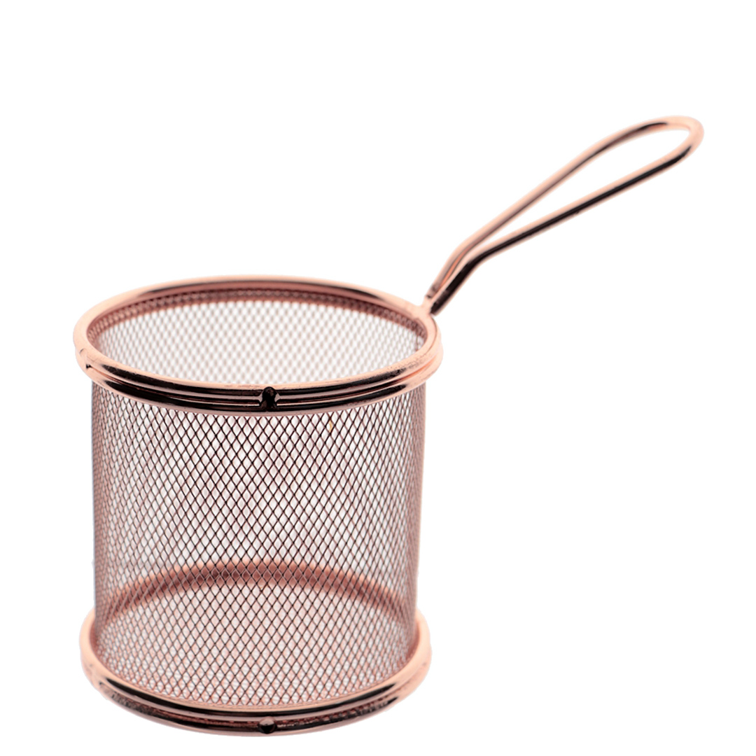 Imagem ilustrativa para Mini cesta redonda para alimentos em aço inox Ø8,5xA9cm cor rose