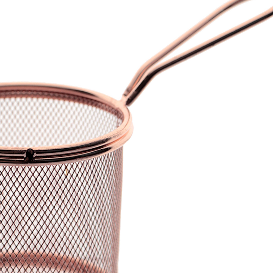 Fotografia para o produto Mini cesta redonda para alimentos em aço inox Ø8,8xA9cm cor rosé