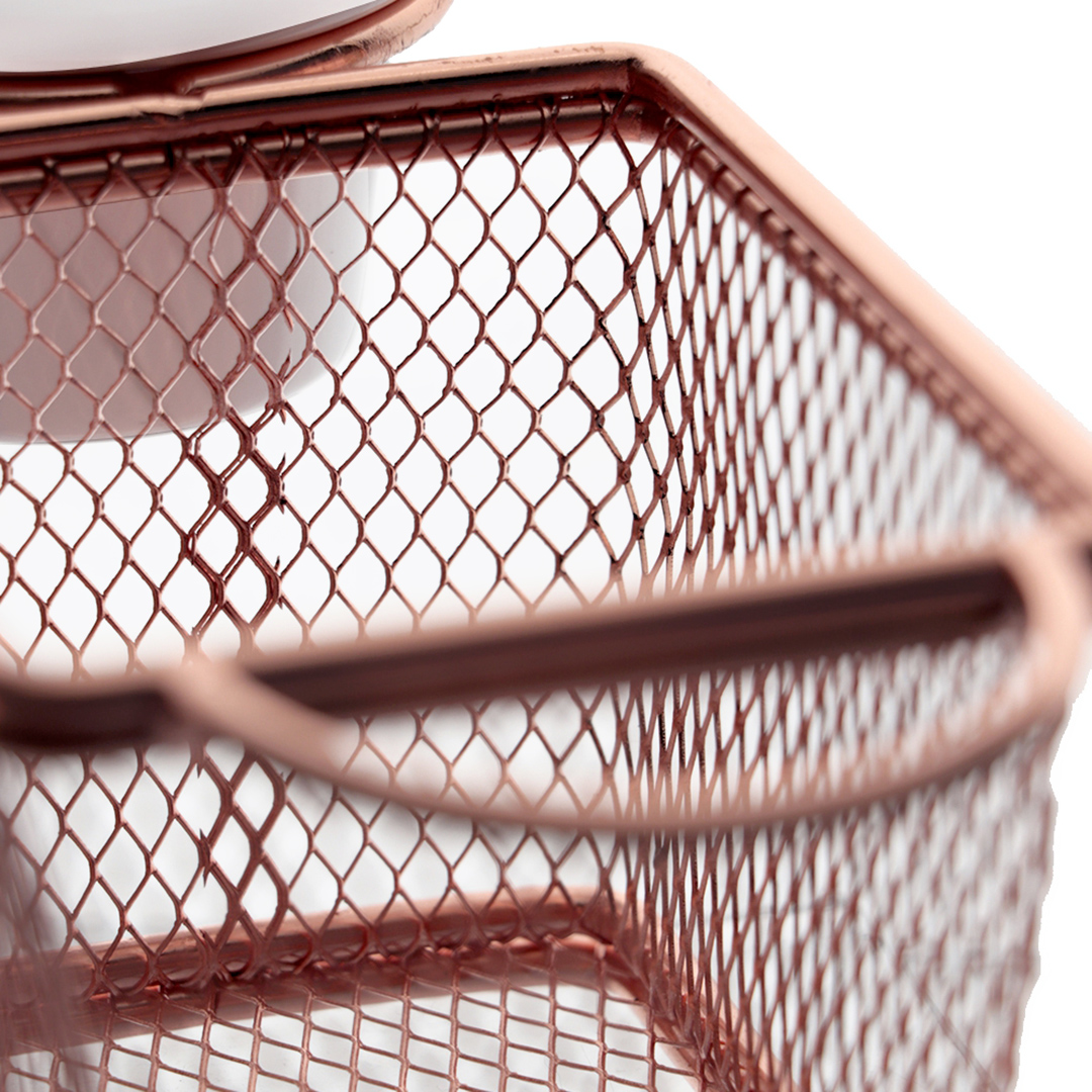 Fotografia para o produto Mini cesta retangular em aço inox com molheira em melamina L10xP8xA7,5cm cor rosê