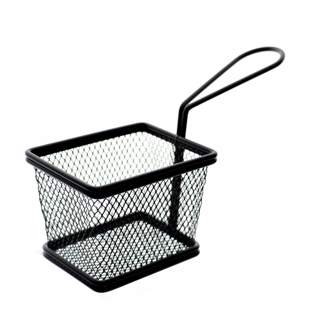 Imagem ilustrativa para Mini cesta retangular para alimentos em aço inox L10xP8xA7,5cm cor preta