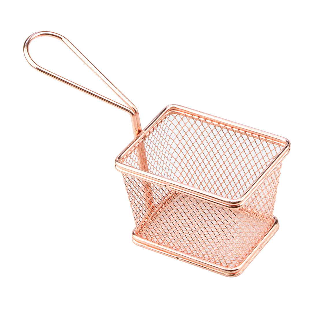 Imagem ilustrativa para Mini cesta retangular para alimentos em aço inox L10xP8xA7,5cm cor rose