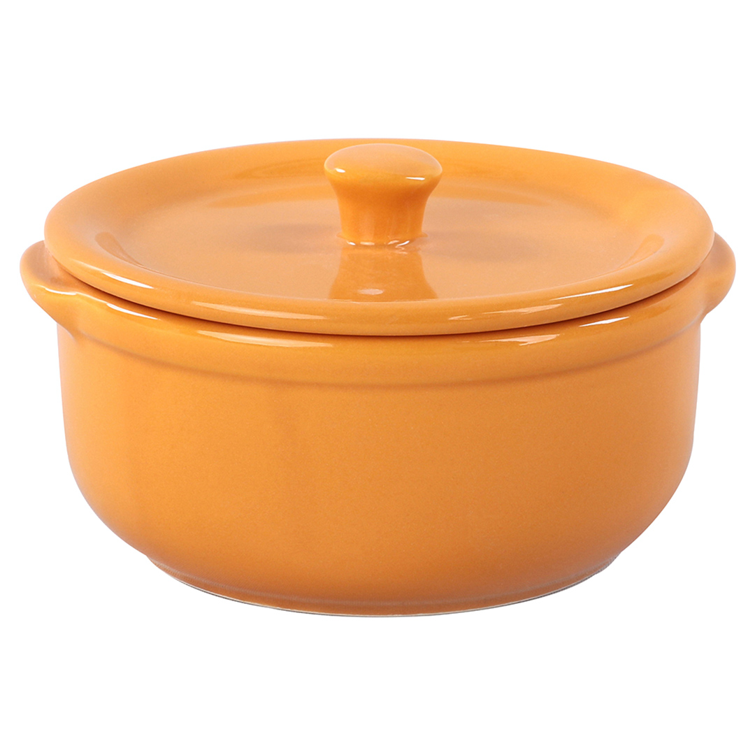 Imagem ilustrativa para Ramequim em cerâmica com tampa 600ml Ø14xA8cm cor mostarda