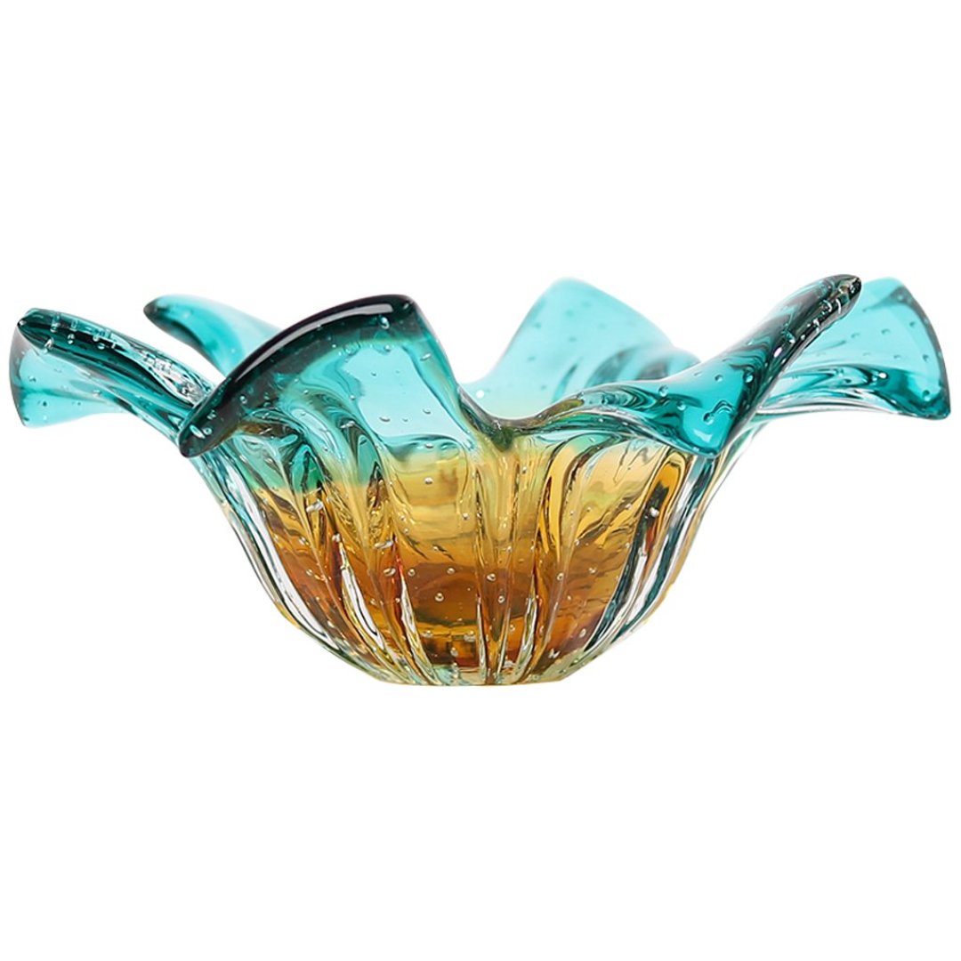 Fotografia para o produto Murano centro de mesa em vidro L12xP12xA28cm cor azul e dourado