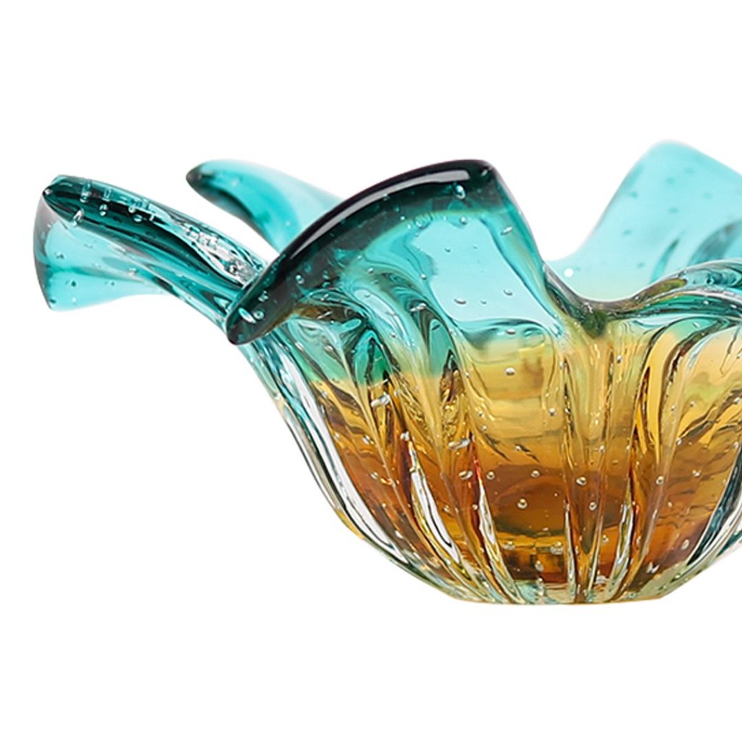 Fotografia para o produto Murano centro de mesa em vidro L12xP12xA28cm cor azul e dourado