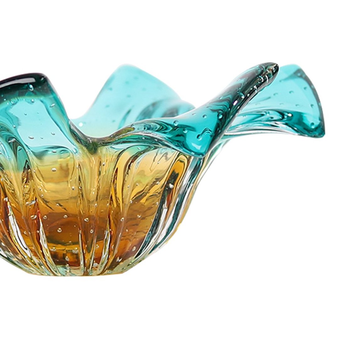 Fotografia para o produto Murano centro de mesa em vidro L12xP12xA28cm cor azul e dourado