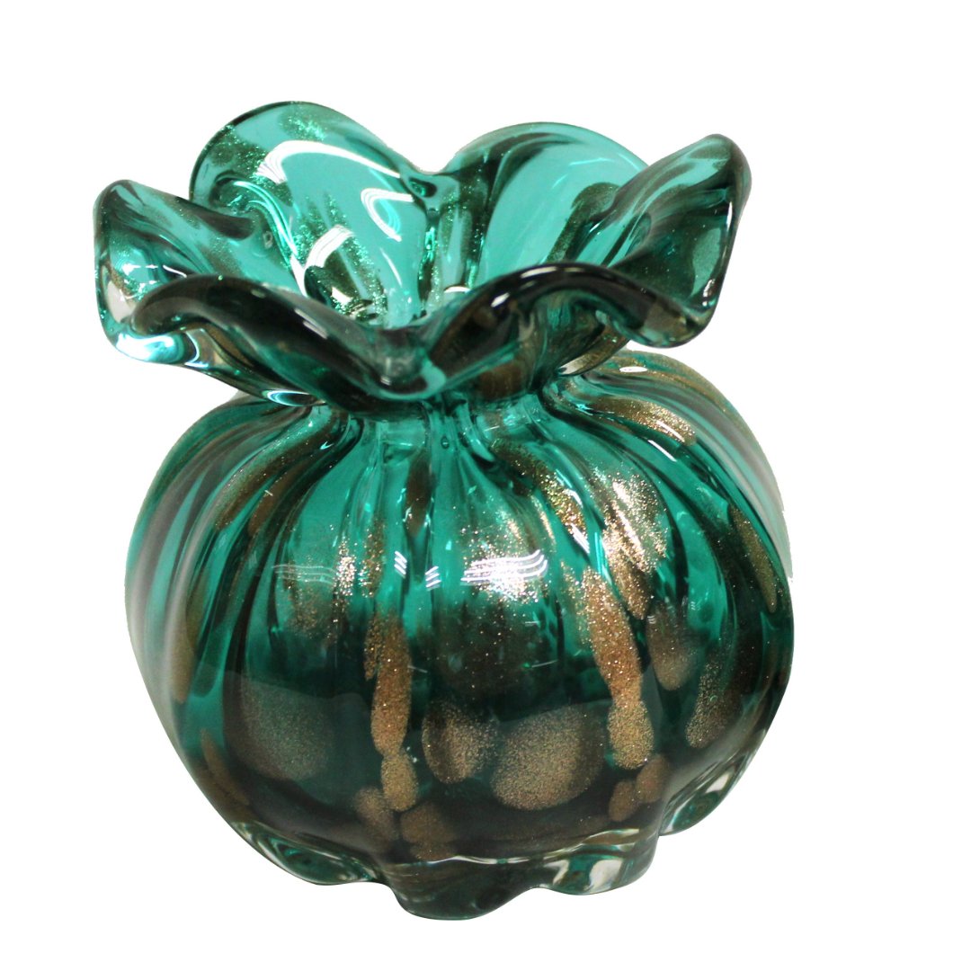 Fotografia para o produto Murano Trouxinha Golden em vidro L12xP12xA12cm cor verde esmeralda