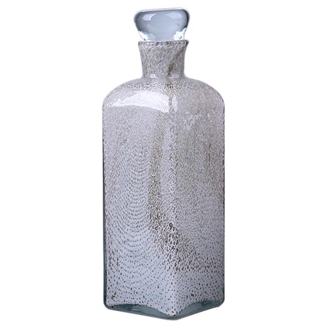 Imagem ilustrativa para Murano vaso em vidro com tampa transparente L10xP10xA32,5cm cor branco pérola