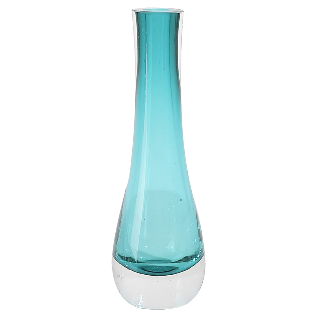 Imagem ilustrativa para Murano vaso em vidro L6xP6xA20cm cor azul turquesa