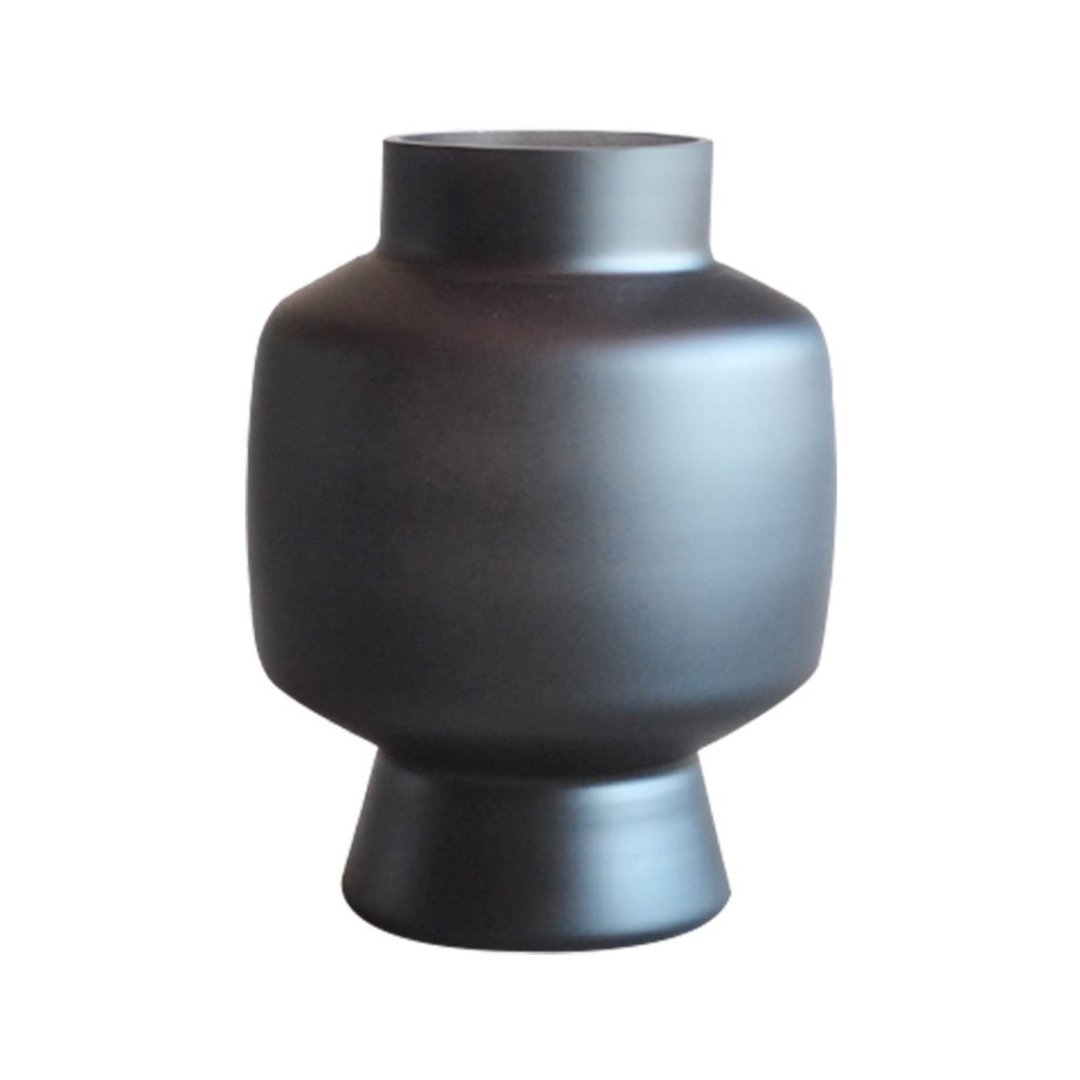 Imagem ilustrativa para Murano vaso geométrico fosco em vidro Ø16xA23cm cor preta