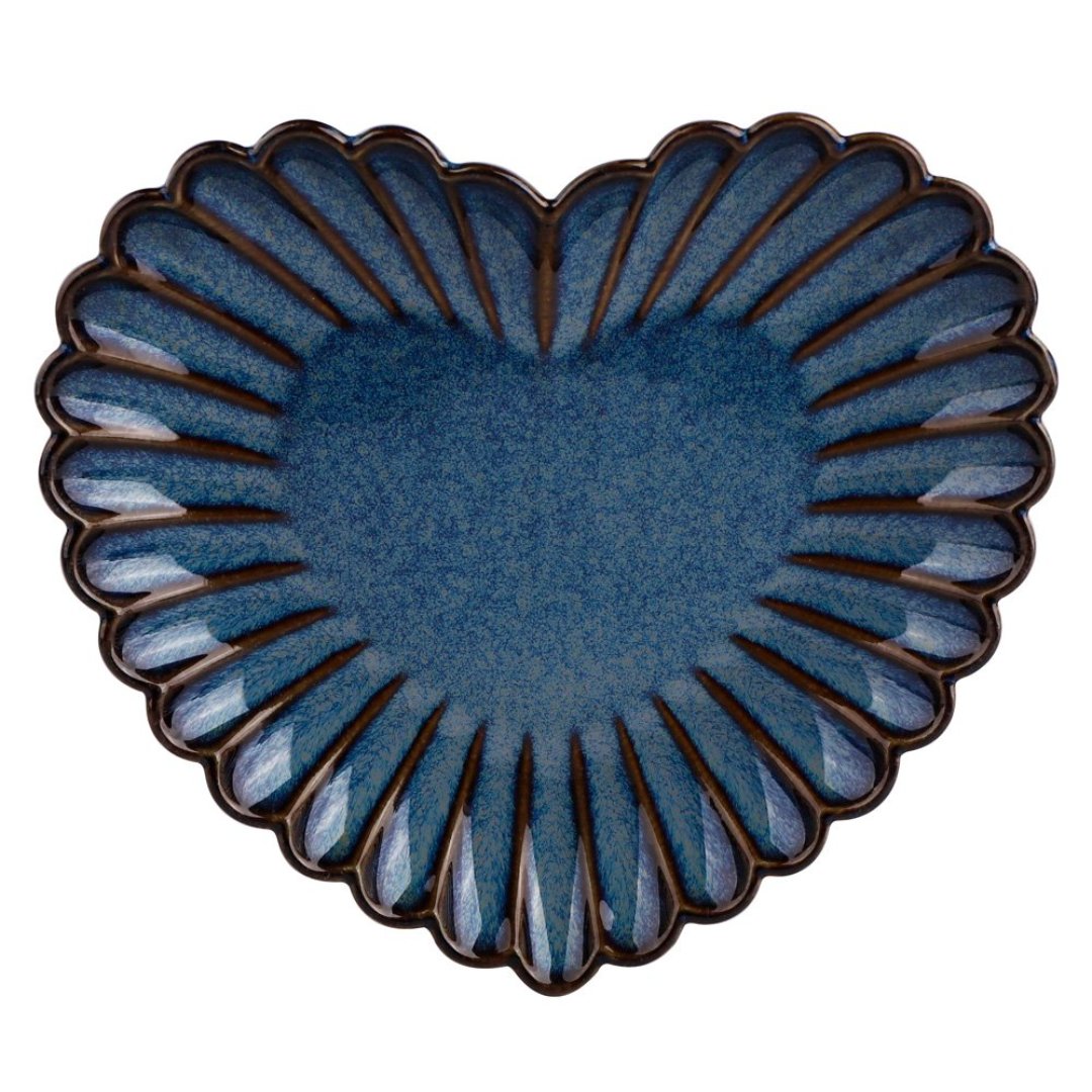 Imagem ilustrativa para Petisqueira coração em porcelana L17,7xP11xA3cm cor azul escuro