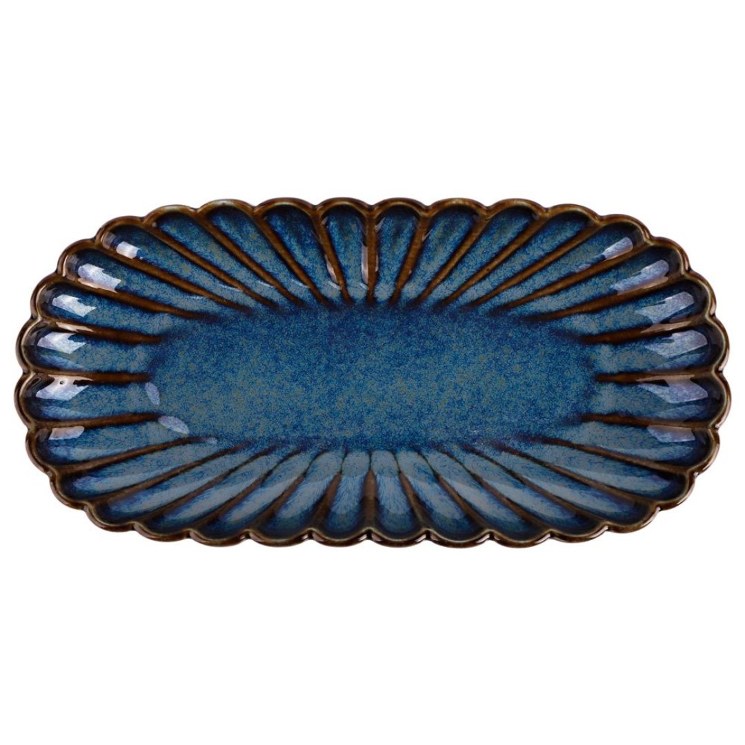 Fotografia para o produto Petisqueira Hadassa oval em porcelana L23,5xP17xA3cm cor azul escuro