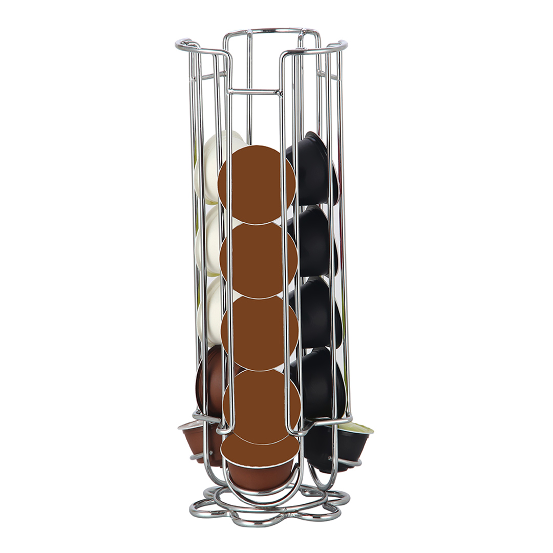 Fotografia para o produto Porta cápsulas de café em metal cromado L11xP11xA32cm Fotografia para o produto Porta cápsulas de café em metal cromado L11xP11xA32cm