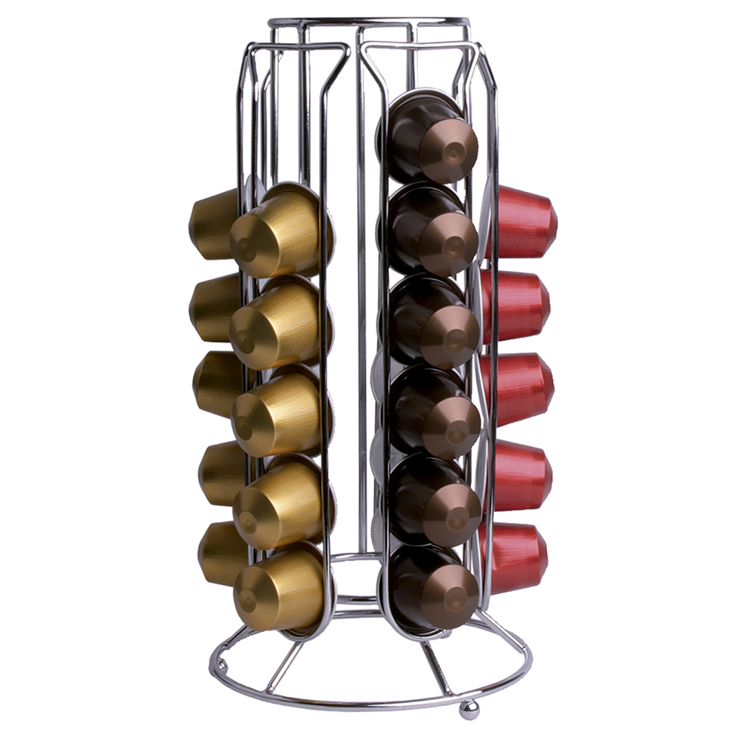 Imagem ilustrativa para Porta cápsulas de café em metal cromado L12,5xP12,5xA25,7cm