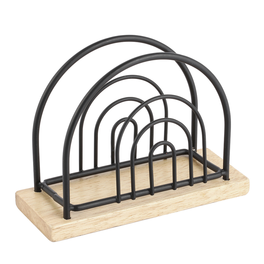 Fotografia para o produto Porta guardanapo em metal com base de madeira L13xP5xA9,2cm