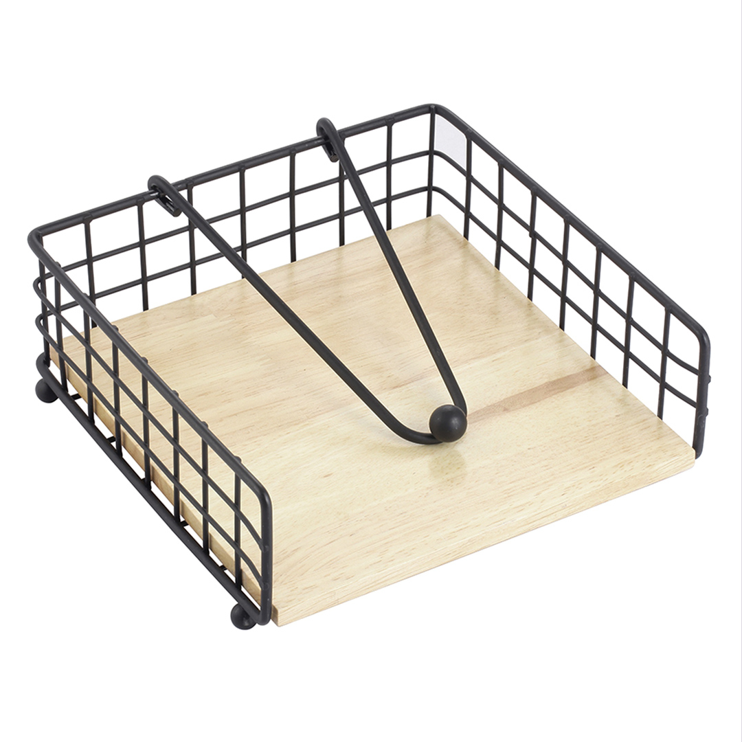 Imagem ilustrativa para Porta guardanapo em metal com base de madeira L19xP19xA7cm