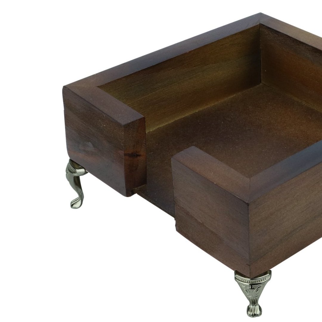 Fotografia para o produto Porta guardanapo quadrado de madeira com pé L15,5xP15,5xA7cm cor marrom