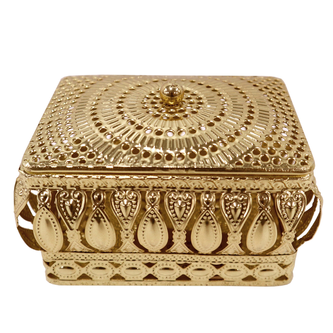 Imagem ilustrativa para Porta joias quadrado em ferro L9,5xP9,5xA8cm cor dourada