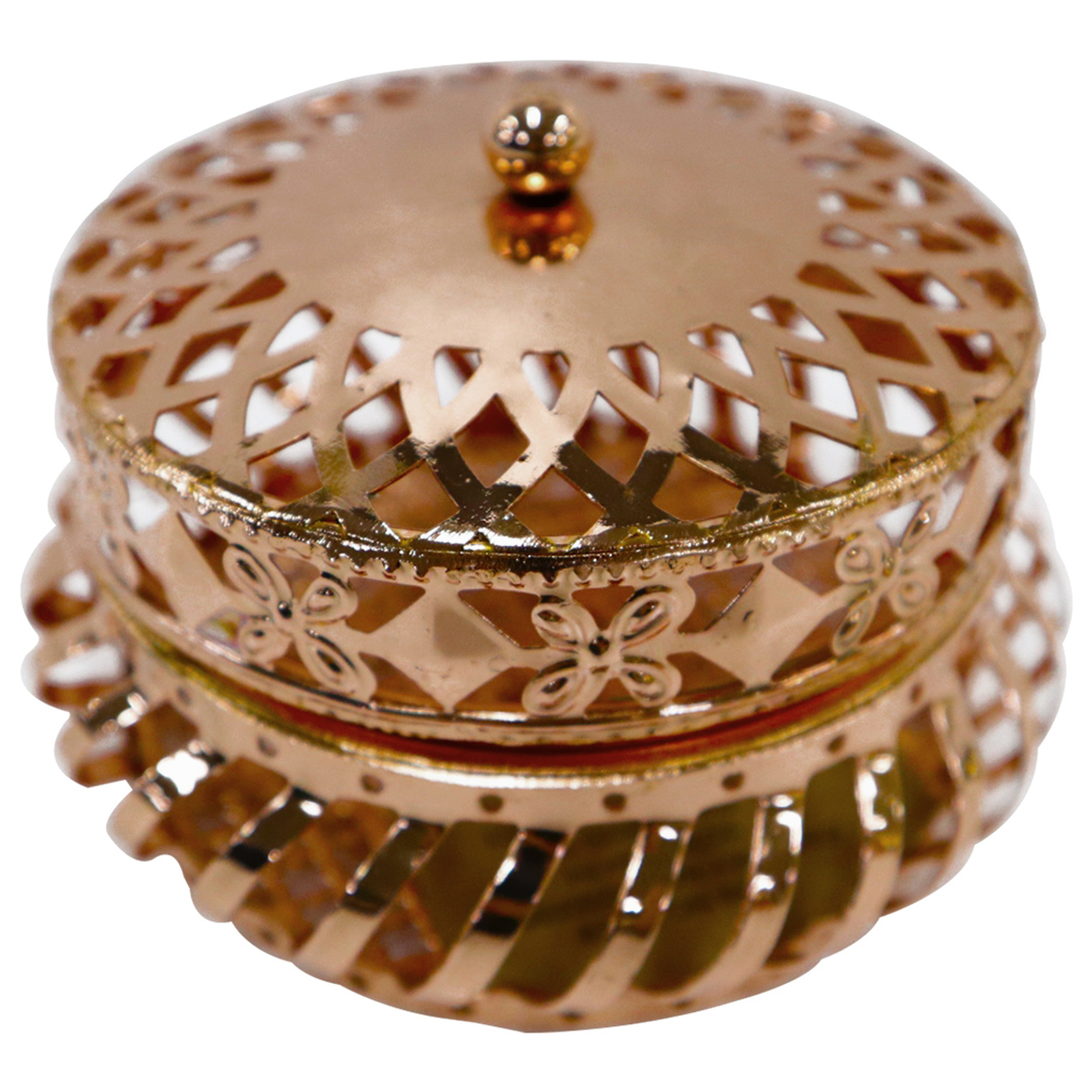 Imagem ilustrativa para Porta joias redondo em ferro Ø10,5xA7cm cor cobre