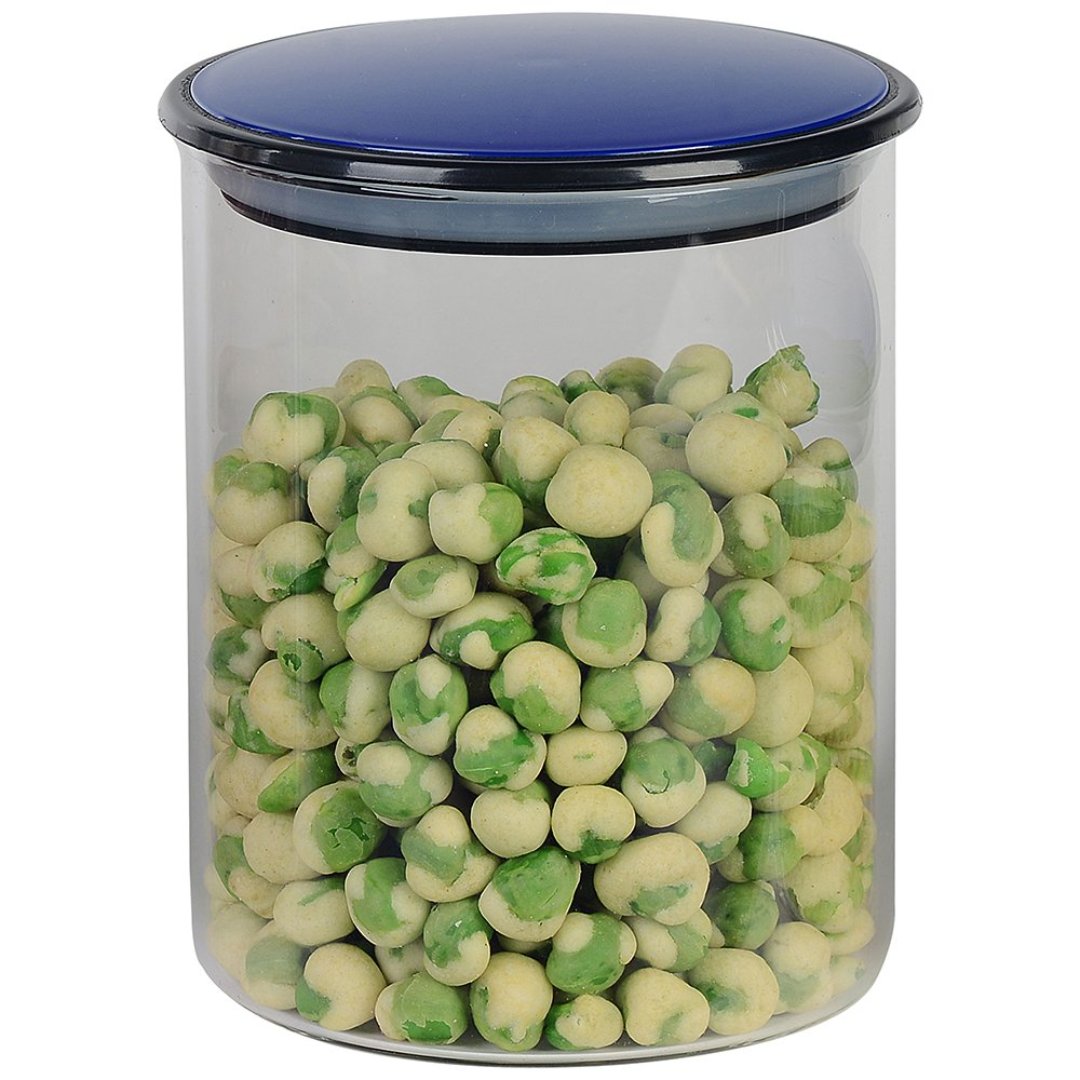 Imagem ilustrativa para Porta mantimento em vidro borossilicato com tampa azul cobalto 800ml Ø10xA13cm