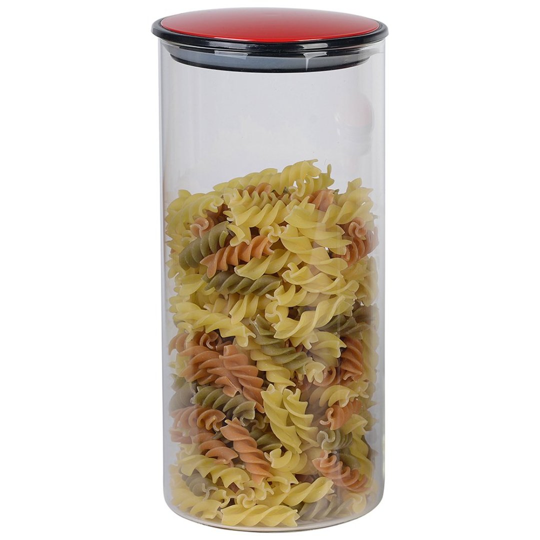 Imagem ilustrativa para Porta mantimento em vidro borossilicato com tampa vermelha 1,4L Ø10xA22,5cm