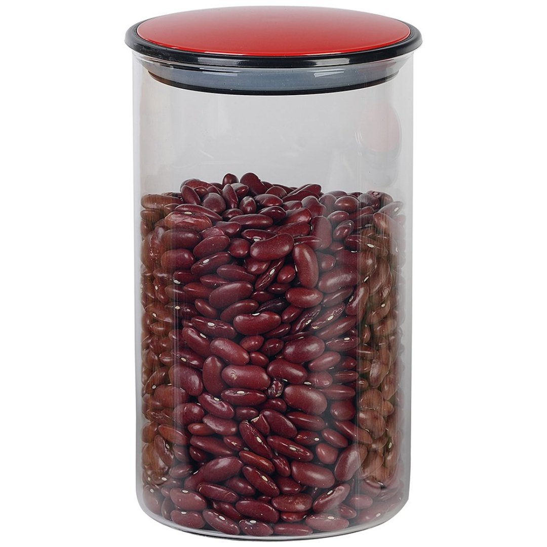 Imagem ilustrativa para Porta mantimento em vidro borossilicato com tampa vermelha 1L Ø10xA17,5cm