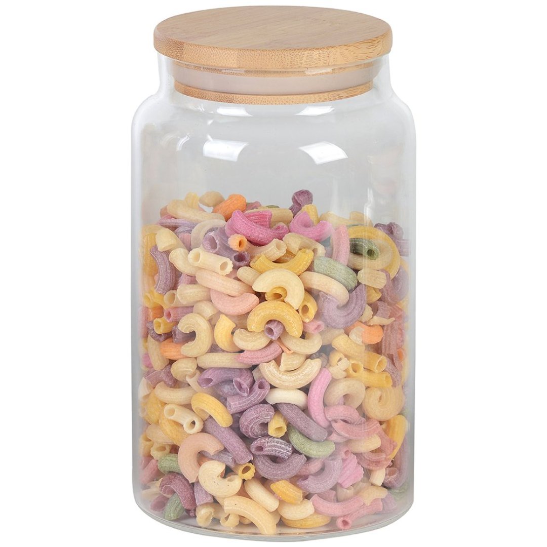 Imagem ilustrativa para Porta mantimento em vidro borossilicato com tampa em bambu 1L Ø10xA17cm