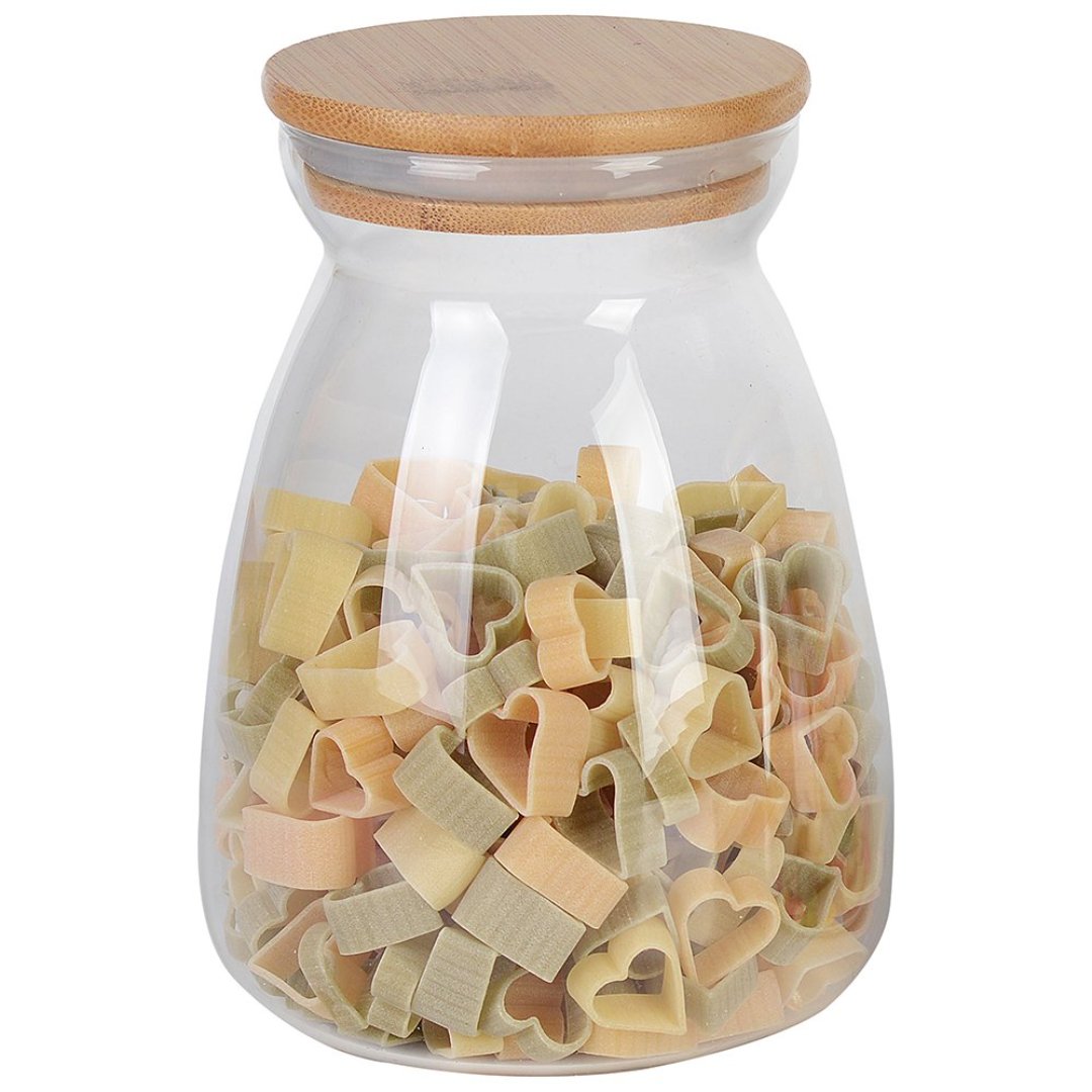 Fotografia para o produto Porta mantimento em vidro borossilicato com tampa em bambu 1L D11,5xA16,5cm