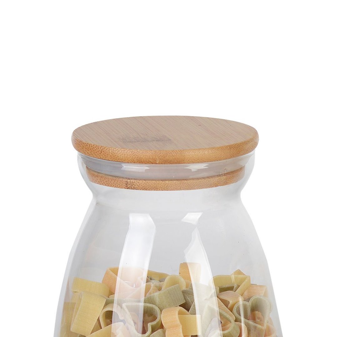 Fotografia para o produto Porta mantimento em vidro borossilicato com tampa em bambu 1L D11,5xA16,5cm