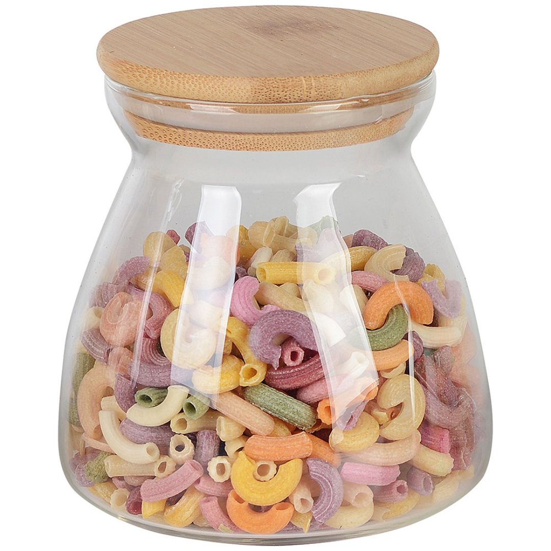 Fotografia para o produto Porta mantimento em vidro borossilicato com tampa em bambu 650ml D10xA12cm