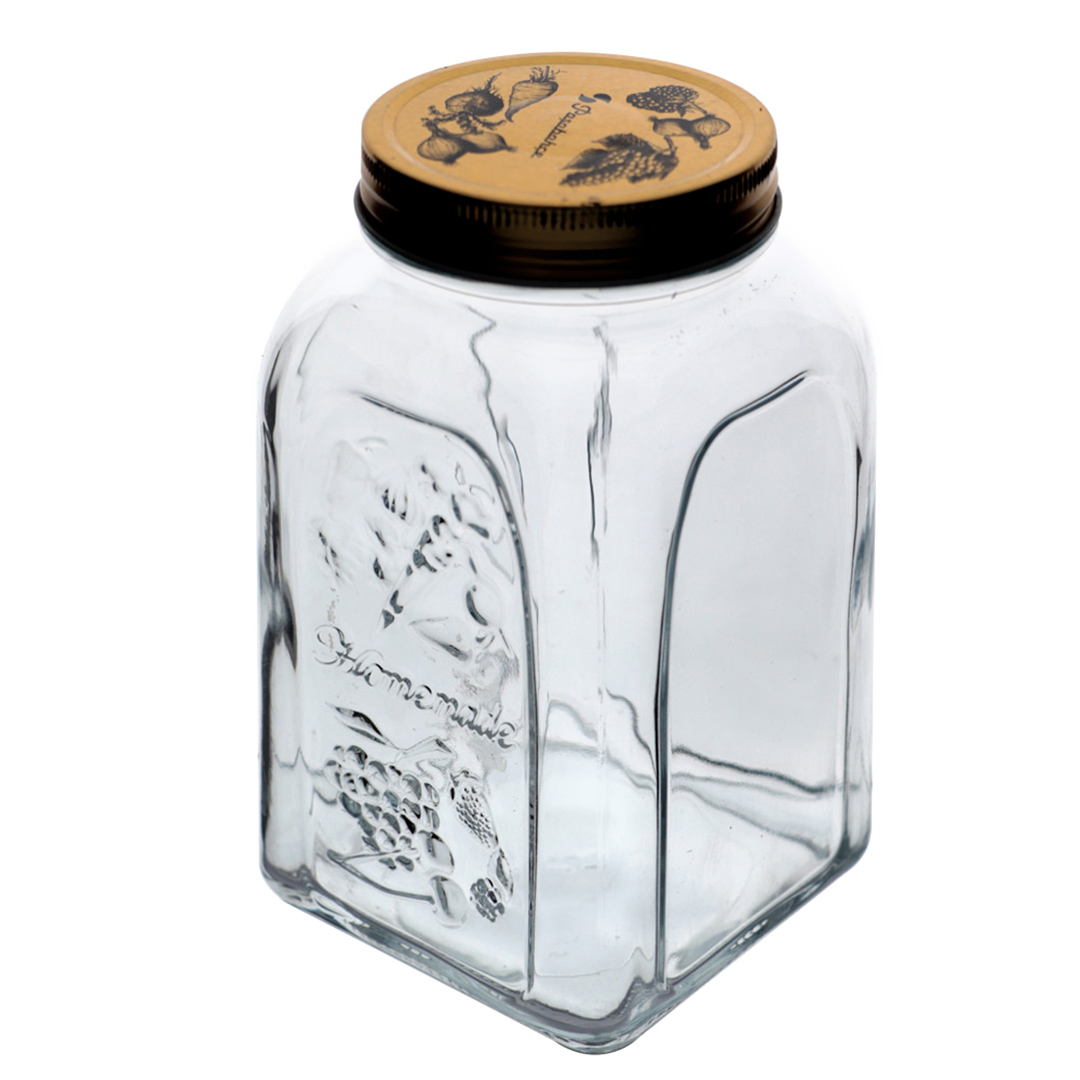 Fotografia para o produto Porta mantimento em vidro com tampa de metal 1,5L Ø11xA19cm