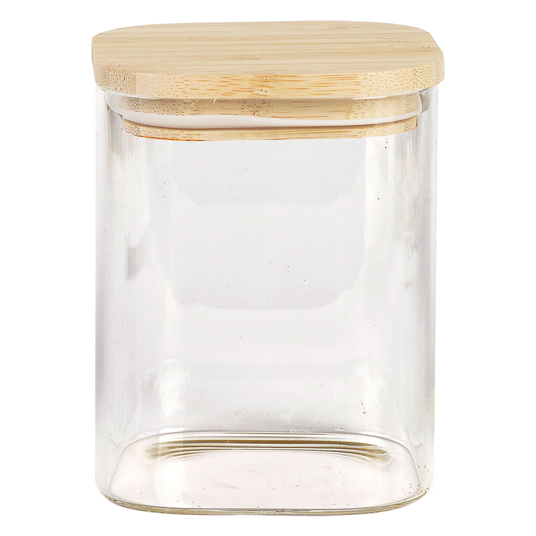 Imagem ilustrativa para Porta mantimento quadrado em vidro borossilicato com tampa em bambu 800ml L10xP10xA14cm