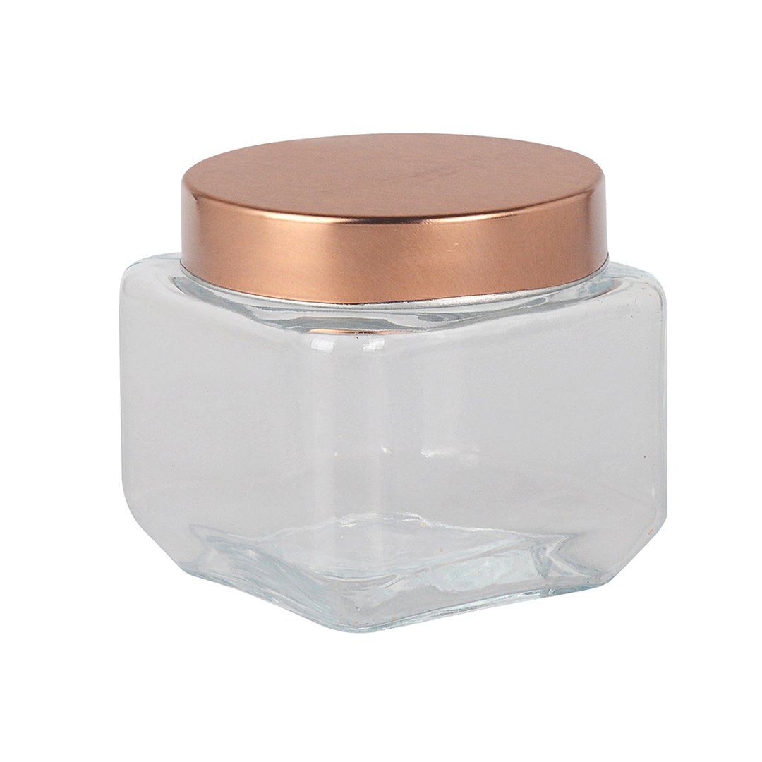 Fotografia para o produto Porta mantimento quadrado em vidro liso com tampa cobre 790ml L11xP11xA11cm