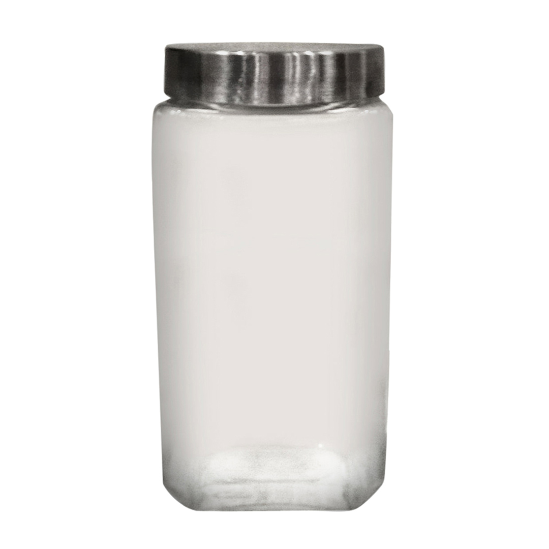 Imagem ilustrativa para Porta mantimento quadrado em vidro liso com tampa prata em metal 2L L11xP11xA23cm