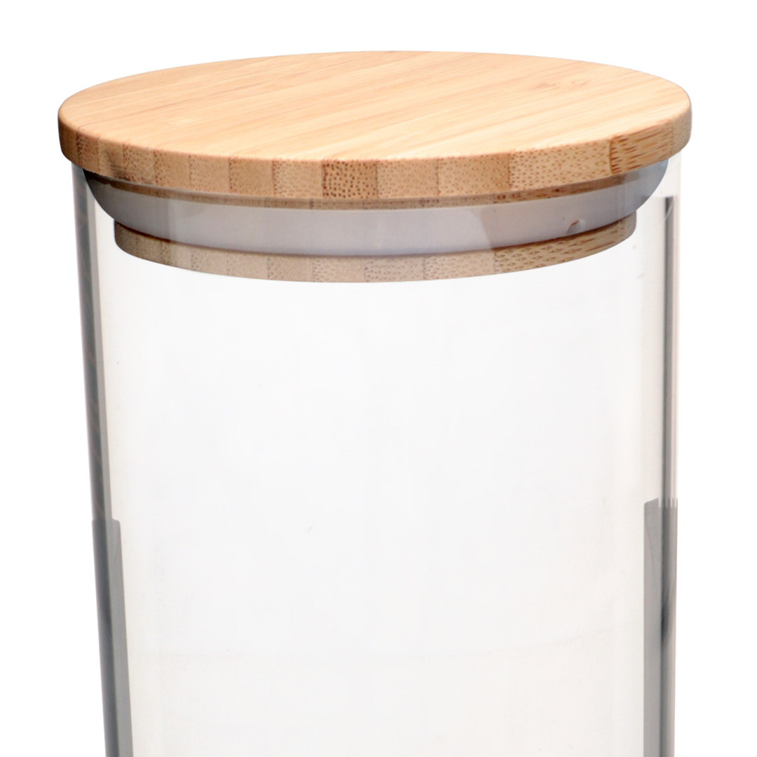 Fotografia para o produto Porta mantimento redondo em vidro borossilicato com tampa de bambu 1,8L Ø10xA27,5cm