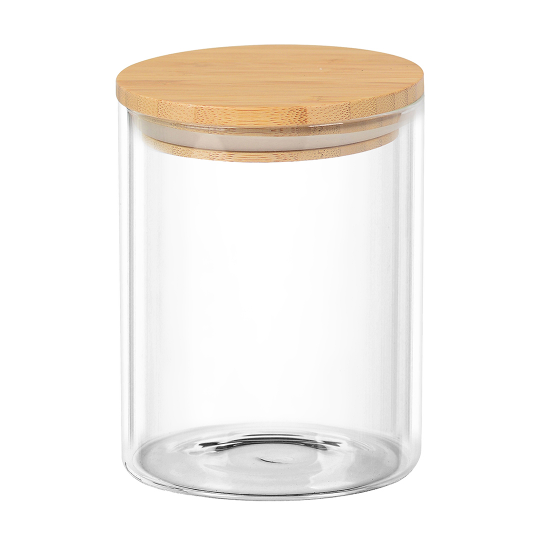 Imagem ilustrativa para Porta mantimento redondo em vidro borossilicato com tampa em bambu 800ml Ø10xA12,5cm